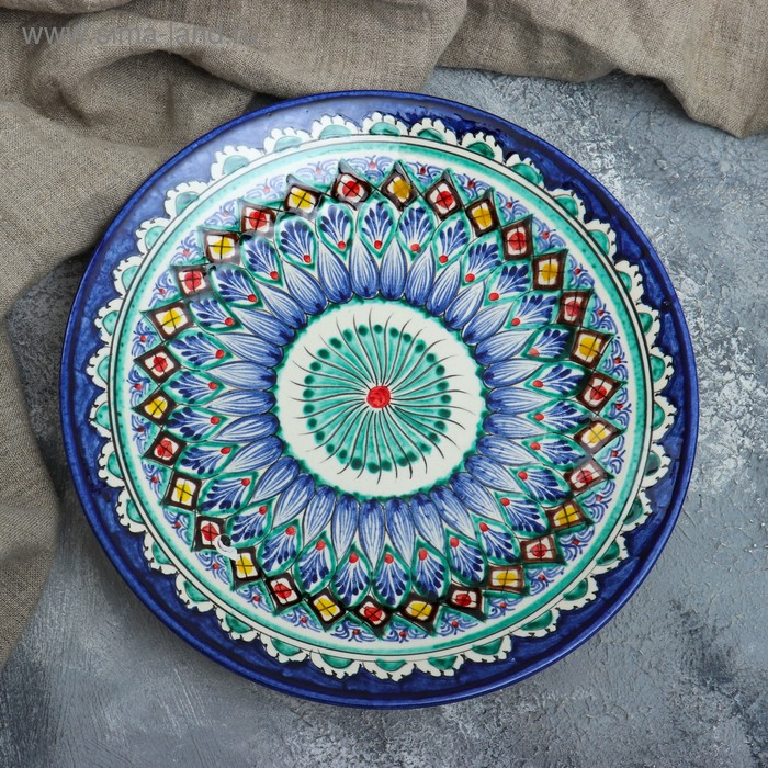 Тарелка плоская Риштанская Керамика 25см микс Тарелка плоская Риштанская Керамика 25см микс