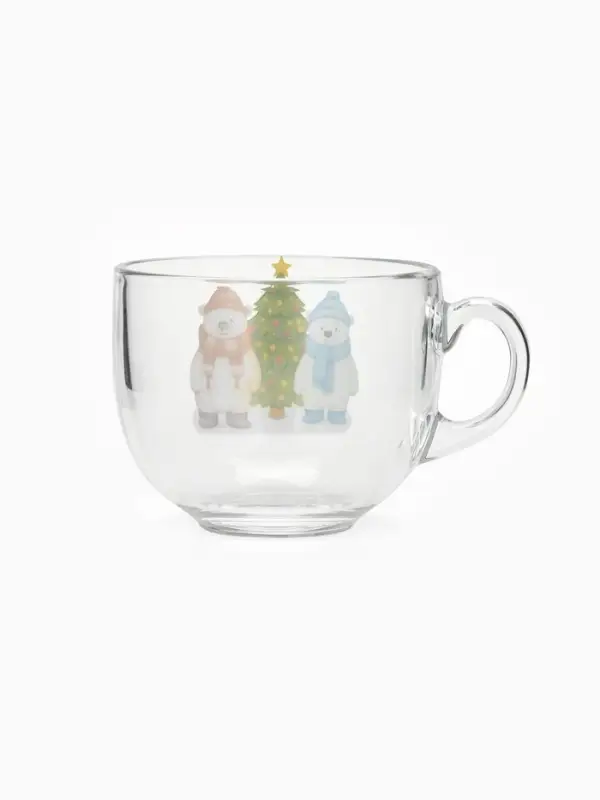 Кружка стеклянная новогодняя &laquo;Мишки в лесу&raquo;, 500 мл