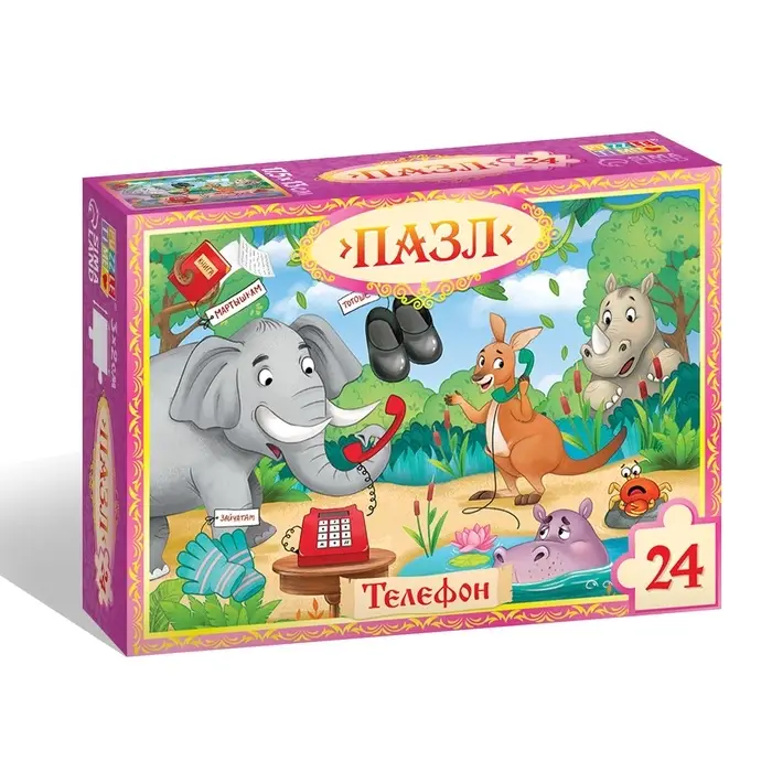 Пазл Пазл "Телефон", Корней Чуковский, 24 элемента