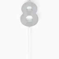 Свеча для торта &laquo;Элемент&raquo;, цифра "8" серебро