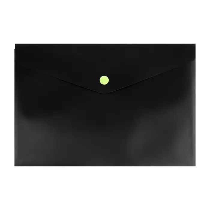 Папка-конверт на кнопке А5, 150 мкм, Calligrata No Secret, непрозрачная, черная, микс цветные кнопки