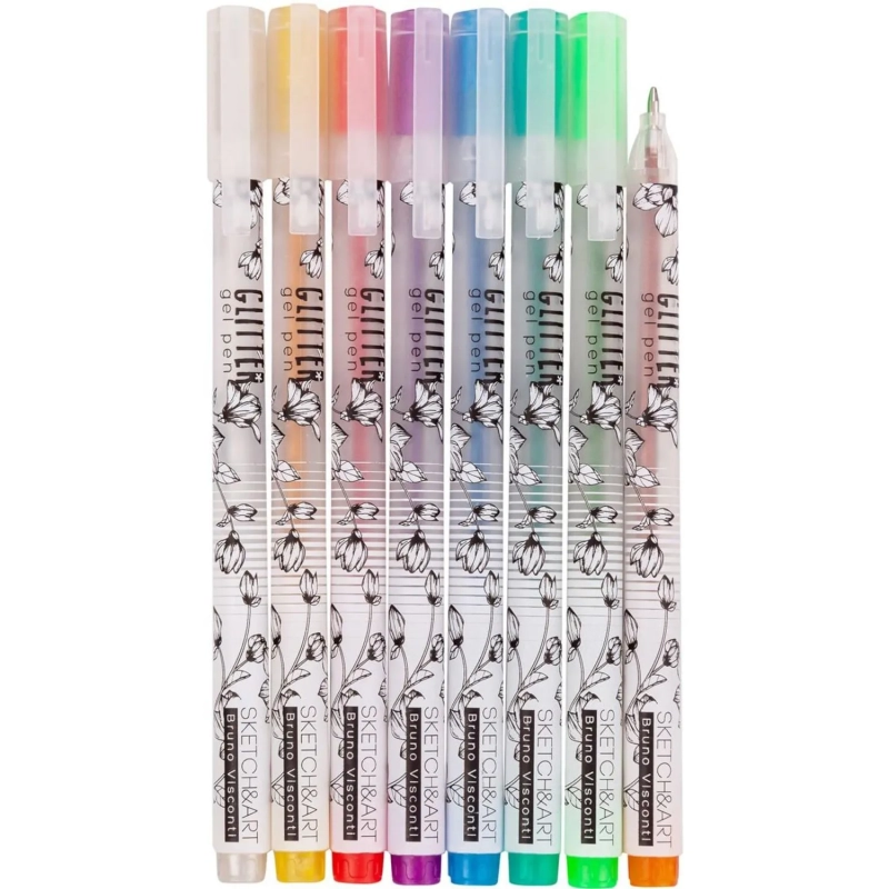 Набор гелевых ручек SKETCH&ART Uni Write.GLITTER 1мм, блестки, 8цв 20-0309