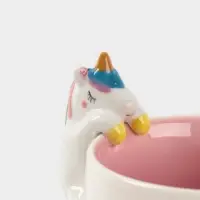 Набор детской посуды Доляна &laquo;Радужный единорог&raquo;, 3 предмета: кружка 350 мл, супница 450 мл, тарелка, керамика, розовый