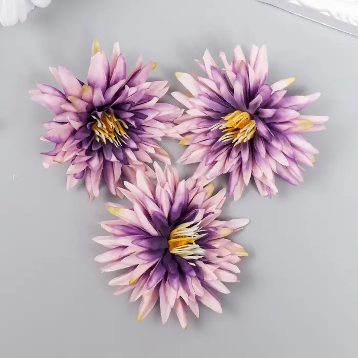 Бутон на ножке для декорирования &laquo;Георгин игольчатый сиренево-фиолетовый&raquo;, d=7.5 см