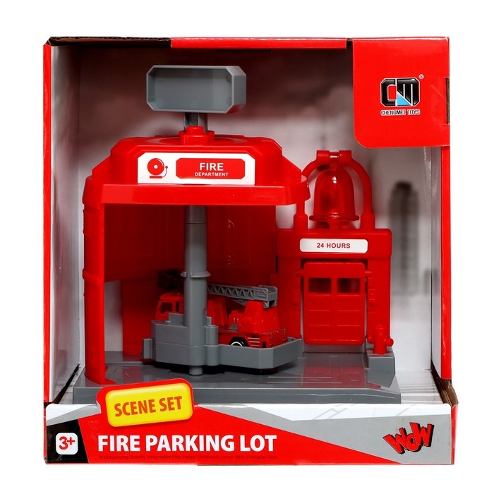 Парковка &laquo;Пожарная&raquo;, с подъёмом, машинка опускается с кнопки, звонит колокол, МИКС