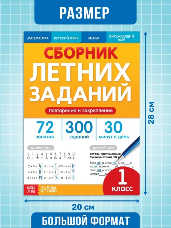 Тренажёр &laquo;Сборник летних заданий за курс&raquo; 1 класс, 100 стр.
