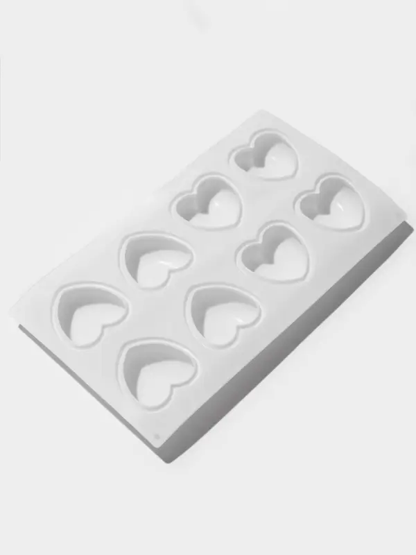 Форма для муссовых десертов и выпечки KONFINETTA &laquo;Сердца&raquo;, 30&times;17.5&times;3 см, 8 ячеек (6.2&times;6 см), силикон, белая