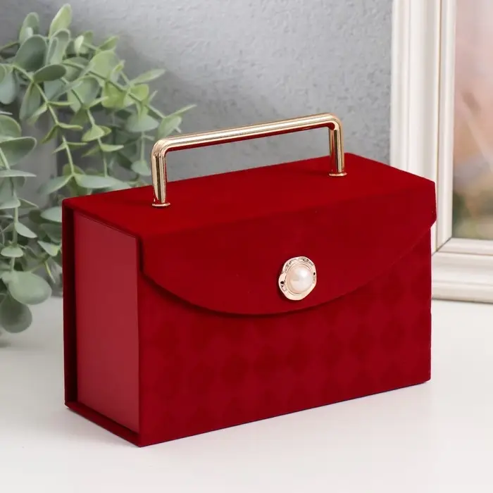 Шкатулка картон "Ромбы. Бордо" 7х16,5х10,5 см