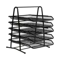 Лоток для бумаг, горизонтальный, металлическая сетка, 5 отделений, чёрный