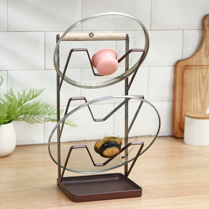Подставка для крышек Доляна «Лофт», 16×13×33,5 см, цвет коричневый Подставка для крышек Доляна «Лофт», 16×13×33,5 см, цвет коричневый