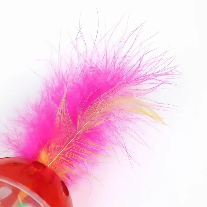 Шарик для кошек с бубенчиком  Шарик для кошек с бубенчиком "Солнце с пером", 4 см, прозрачно-красный