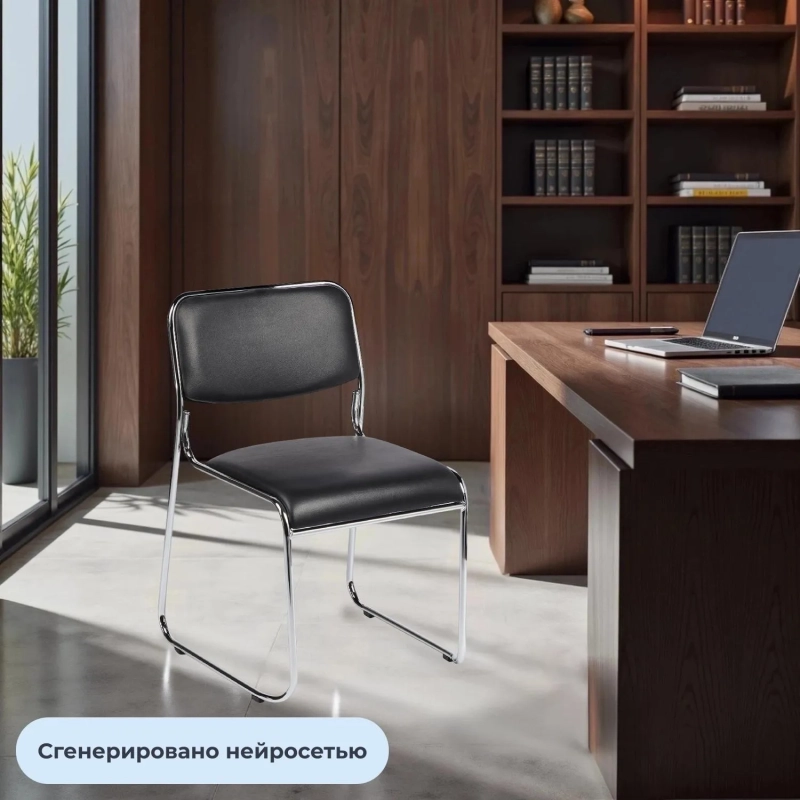 Стул BN_TQ_Стул Echair-802 VP к/з черный,без подл., хром