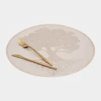 Салфетки сервировочные на стол Доляна &laquo;Древо&raquo;, 2 шт., d=38 см, бежевые