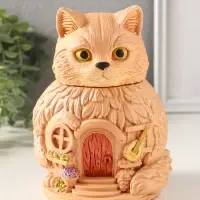 Шкатулка для украшений с крышкой &laquo;Кот Теремок&raquo;, 15&times;10 см, гипс, рыжий