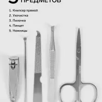 Набор маникюрный, 5 предметов, в чехле, чёрный