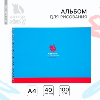 Альбом для рисования 40 листов на пружине А4 «Голубой фон»