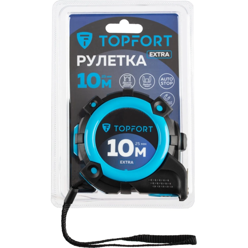 Рулетка 10мх25 мм с автостопом, Topfort Extra