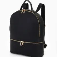 Рюкзак женский на молнии, с карманами, размер 27&times;10&times;34 см, чёрный