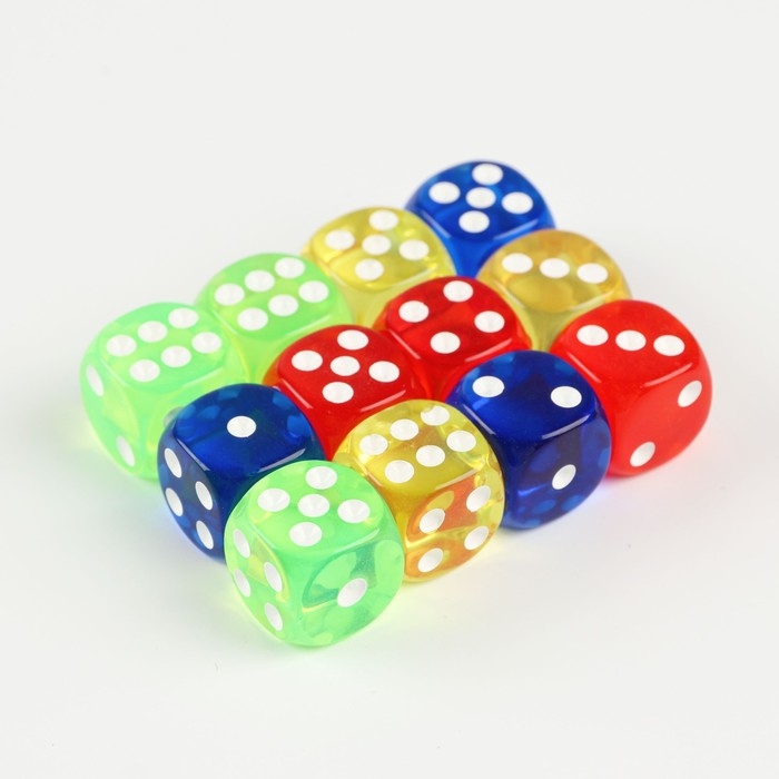 Кости игральные 1.4 х 1.4 см, набор 12 шт Кости игральные 1.4 х 1.4 см, набор 12 шт