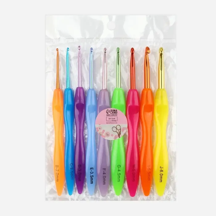 Набор крючков для вязания, d = 2-6 мм, 17 см, 9 шт., цвет разноцветный