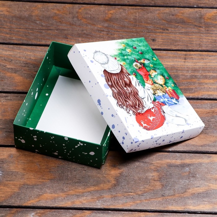 Новый год. Коробка подарочная новогодняя складная, Новый год. Коробка подарочная новогодняя складная, "Счастья", 16,5 х 12,5 х 5,2 см