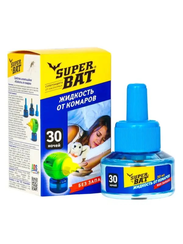 Дополнительный флакон-жидкость от комаров SuperBAT, 30 ночей, 30 мл