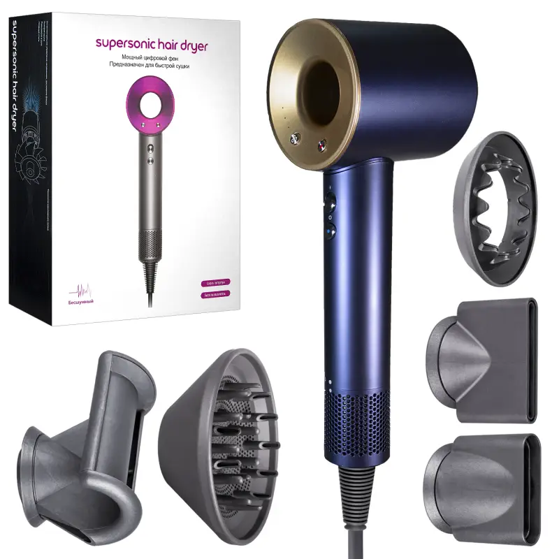 Набор фен Синий с золотом (6 в 1) 3м