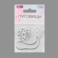 Декоративная застёжка, d = 2,4/3.1 см, цвет серебряный