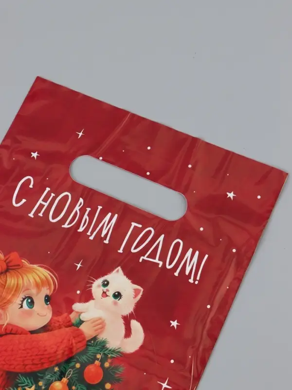 Пакет подарочный, набор 10 шт., полиэтилен &laquo;Новогодний&raquo; 20&times;30 см