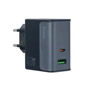 Переходник сетевого зарядного устройства на Type-C PD45W + USB QC3.0 CS74A HOCO черный