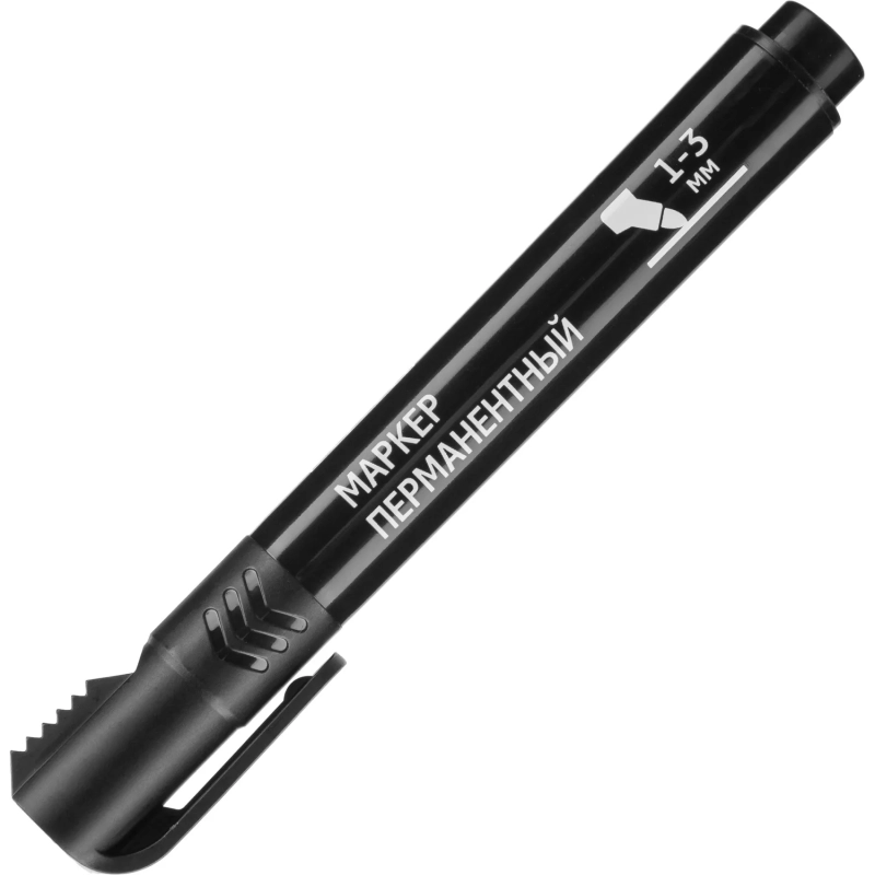 Маркер перманентный Attache, 1-3 мм, черный, с насечками