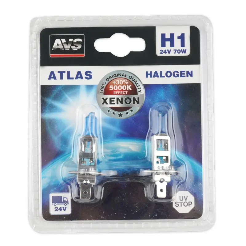 Галогенная лампа AVS ATLAS/5000К/ H1.24V.70W.блистер 2шт.
