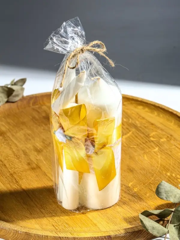 Свечи свадебные  Свечи свадебные "Пышный" набор 3 шт (16 см + 2 шт по 18 см), золотистый