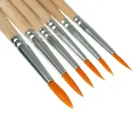 Набор кистей для рисования, нейлон, 6 штук: №1, 2, 3, 4, 5, 6, круглые, деревянная ручка, международный размер