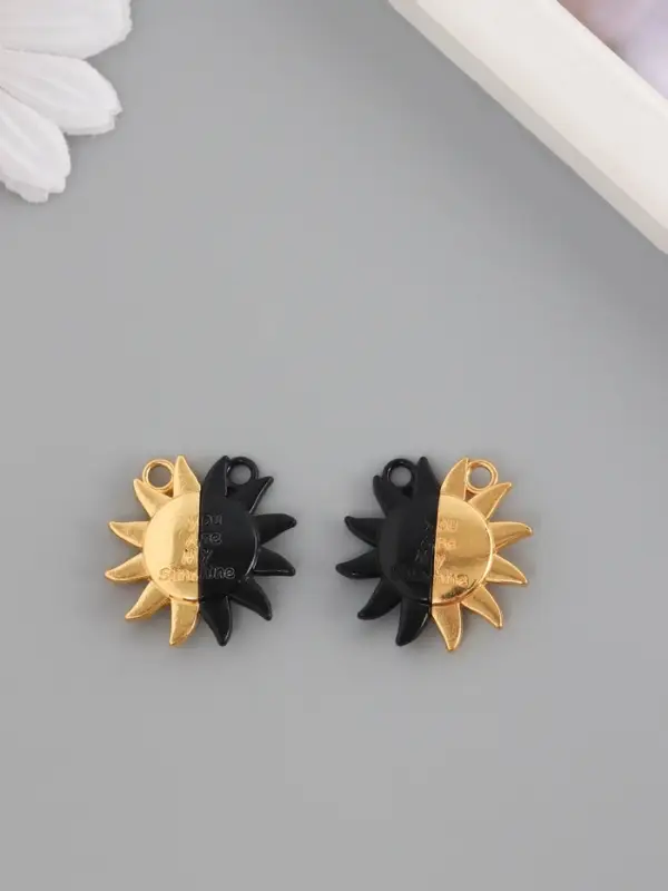 Замок магнитный металл Замок магнитный металл "Солнце" набор 2 шт чёрно-золотой 2,7х2,6 см