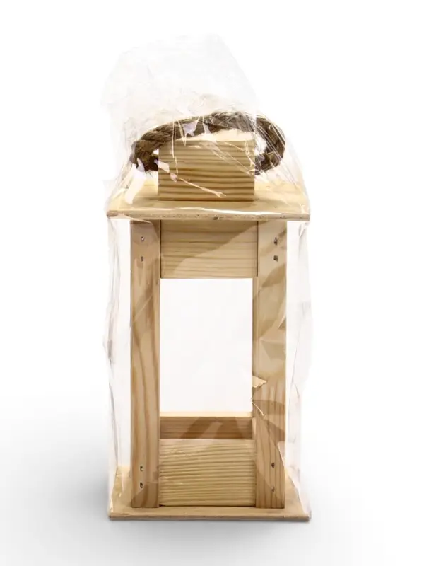 Фонарь декоративный, 9&times;9&times;18 см, деревянный, цвет натуральный