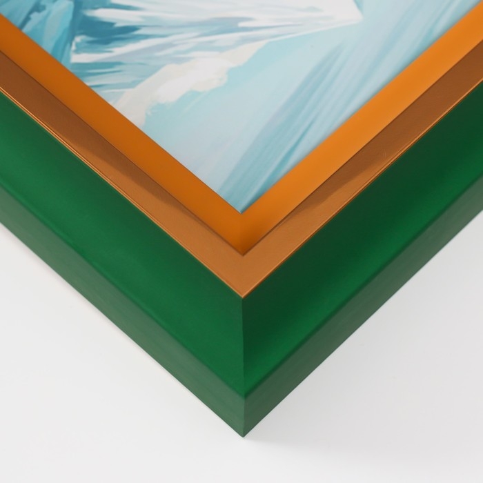 Фоторамка пластик 10х15 см Фоторамка пластик 10х15 см "Стефания" зеленая с золотым 4,4х15х20 см