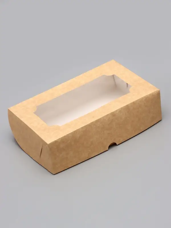 Коробка складная с окном под зефир, крафт, 25×15×7 см Коробка складная с окном под зефир, крафт, 25×15×7 см