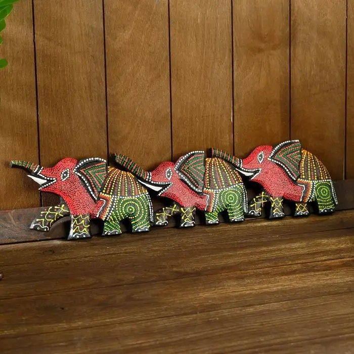 Панно декоративное  Панно декоративное "Три слона" 50х13х1,5 см МИКС