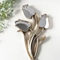 Панно настенное полистоун &laquo;Зеркальные тюльпаны&raquo;, под серебро с позолотой, 22&times;3&times;35 см