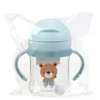 Поильник - непроливайка детский с силиконовой трубочкой и грузиком, от 9 мес., 250 мл., с ручками, голубой