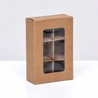 Коробка для 6 конфет, 8.7&times;5.8&times;2.5 см, Тонкие разделители, крафт