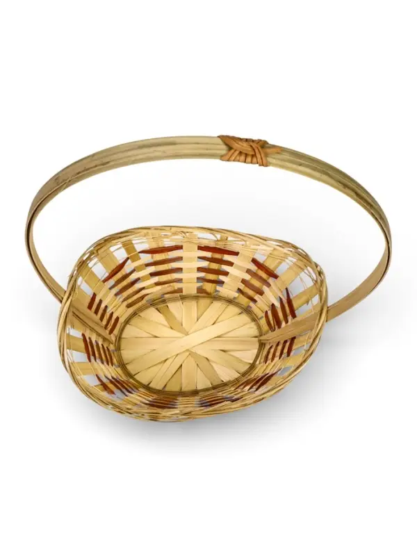 Корзина плетёная для хранения &laquo;Ладья&raquo;, 24&times;17&times;8 см, бамбук, с ручкой, бежевая