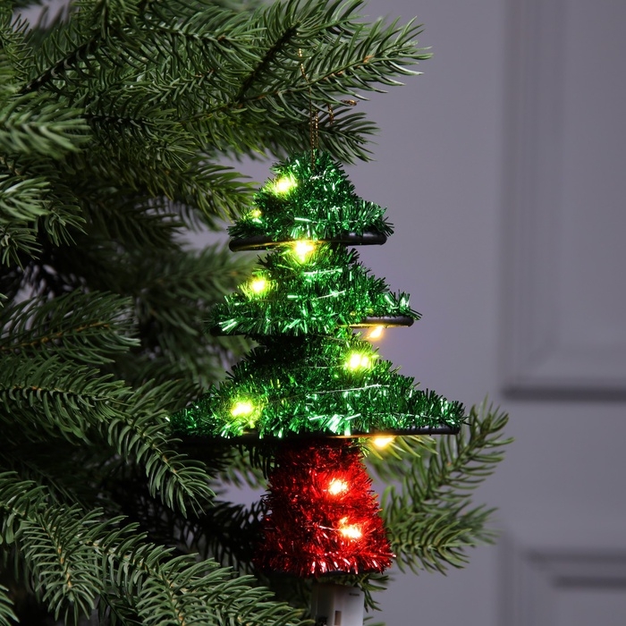 Фигура из мишуры  Фигура из мишуры "Елочка зеленая" 17х13 см, 10 LED, AG10х3 (в компл), Т/БЕЛЫЙ