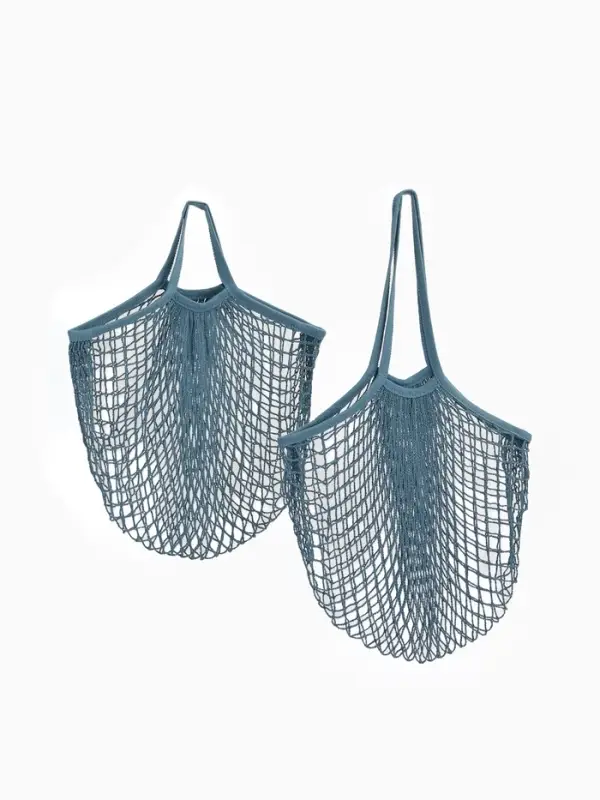 Набор 2 шт.: сумка-авоська плетёная, клетка 1.5 см, тёмно-бирюзовая