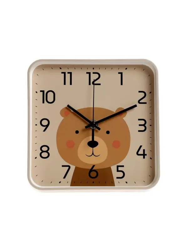 Часы настенные  Часы настенные "Медвежонок", детские, плавный ход,  19х19см, бежевые
