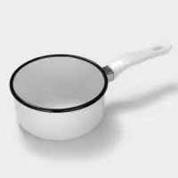 Ковш эмалированный, 600 мл, с крышкой, без деколи, белый