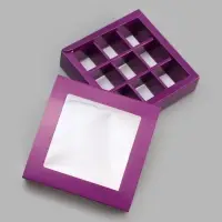 Коробка для 9 конфет, сиреневый, 13.5&times;13.5&times;3.5 см