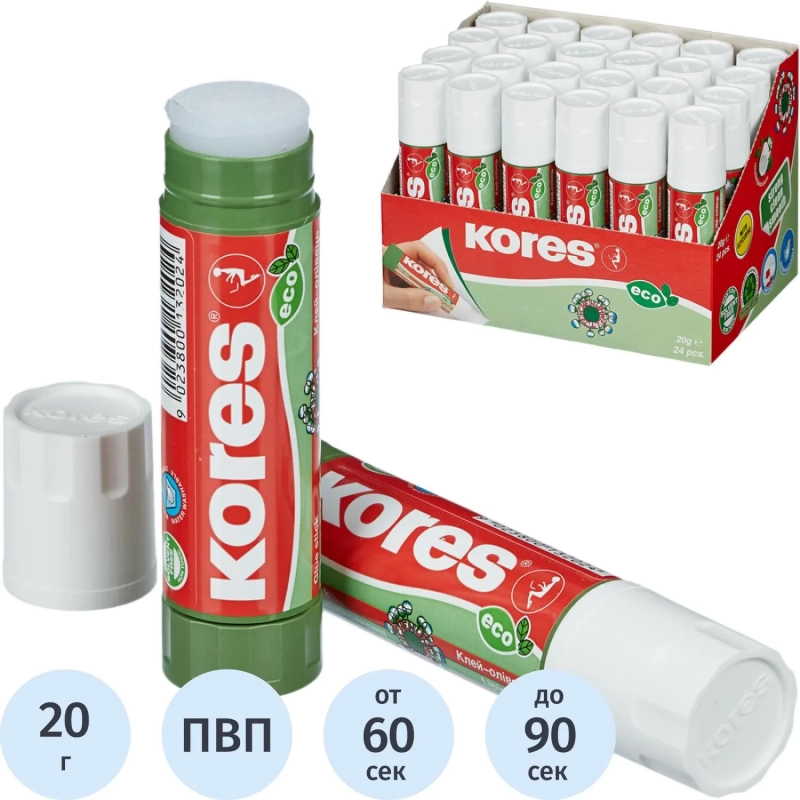Клей-карандаш 20г KORES Glue-eco