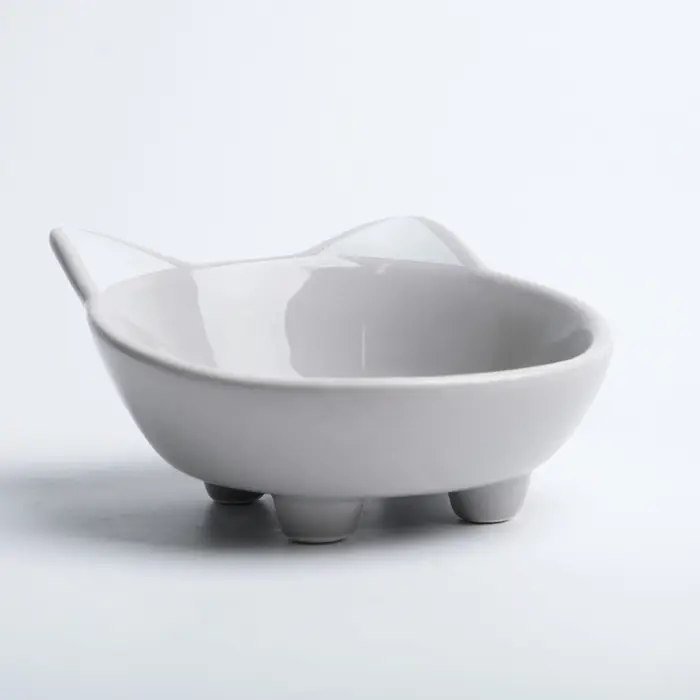 Миска &laquo;Голова кота&raquo;, 150 мл, 14&times;12.5&times;6.5 см, керамика, серая